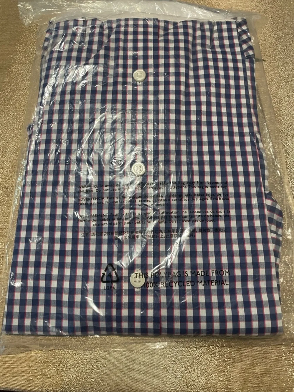 J. Crew Men's Navy, White & Red Checked Dress Shirt